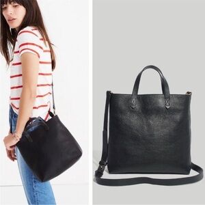 Madewell Crossbody Leather Zip-Up Medium Tote
